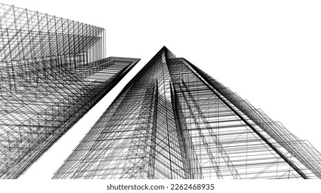 modern office buildings on white background 