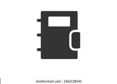 Modern office or business diary or note book black icon