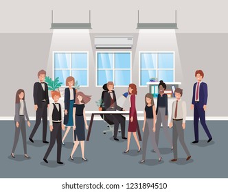 modern office with business people