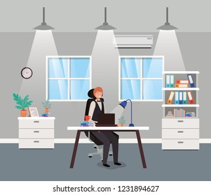 modern office with businessman sitting