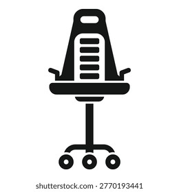 Modern office chair icon, comfortable seating solution for workspaces, featuring adjustable height and smooth rolling wheels