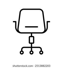 Modern Office Chair Icon - Ergonomic Swivel Chair Illustration, Comfortable Seating Furniture for Workplace, Professional Desk Chair Graphic, Minimalist Line Art, Office Decor, Adjustable Chair Design