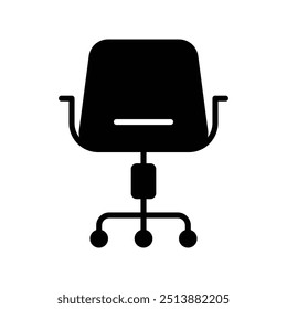 Modern Office Chair Icon - Ergonomic Swivel Chair Illustration, Comfortable Seating Furniture for Workplace, Professional Desk Chair Graphic, Minimalist Line Art, Office Decor, Adjustable Chair Design