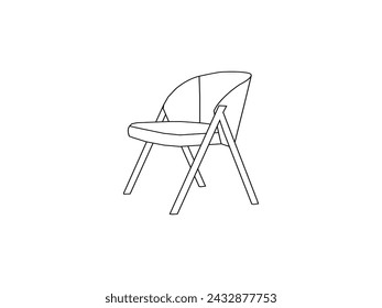 Modern office chair isolated on white background in different positions line graphic icon.