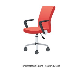 Modern office chair on the wheels red color vector illustration on white background
