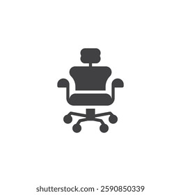 Modern office chair with wheels vector icon. filled flat sign for mobile concept and web design. Ergonomic Chair glyph icon. Symbol, logo illustration. Vector graphics