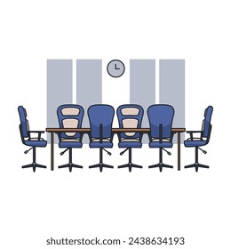 Modern office desk and chair illustration. Sleek design with ergonomic features, ideal for corporate settings. Versatile asset for design projects