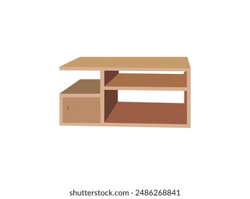 Modern Office Desk Table Design. Office Table Desk With Drawer. Computer Table With Folders Line And Glyph Version.
Business Interior Design Elements. Vector Illustration.