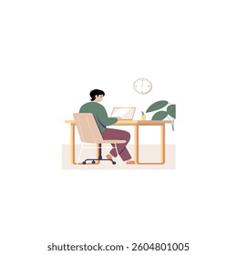Modern Office Desk Work, Professional Business Workspace with Laptop and Documents