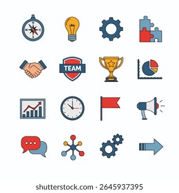 Escritório e Finanças Modernos: Conjunto Coleção de Objetos, Conjunto de escritório vetorial, finanças, trabalho em casa. Objeto de ilustrações flat 2D. objeto isolado