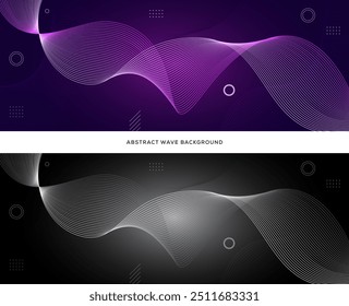 Fundo de onda abstrato com linhas suaves e fluentes em tons roxo vibrante e preto elegante. Ideal para design moderno, apresentações e projetos criativos. Adesivo de papel de parede de vidro de escritório moderno.