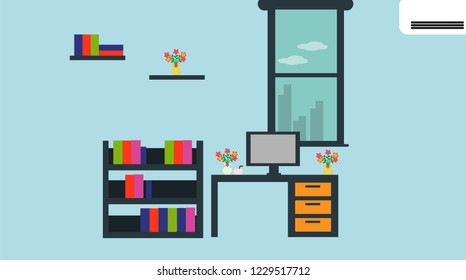 Modern office with good atmosphere. Vector illustrations