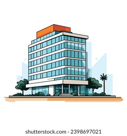 modern office and hotel building architecture vector design