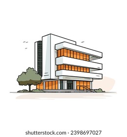 modern office and hotel building architecture vector design