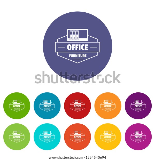 Modern Office Icons Color Set Vector Stock Vector Royalty Free