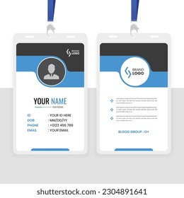 Modern Office Id Card Design Template with blue and black color