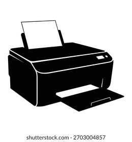 Impresora de inyección de tinta de oficina moderna con Vector de iconos de salida de papel, ilustración