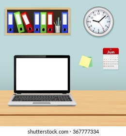 Modern office interior with designer desktop 