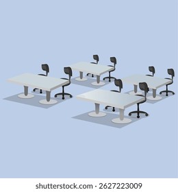Modern office interior with desk and chair setup. Clean and minimalist workspace design with no people. Ideal for business, corporate, and productivity concepts in a professional environment.