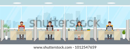 Modern office interior with employees. Creative office workspace