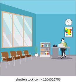 Modern office interior with employees vector design