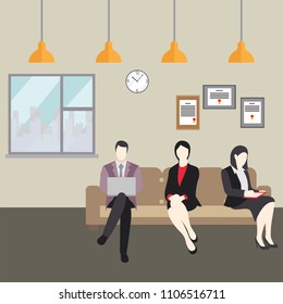 Modern office interior with employees vector design