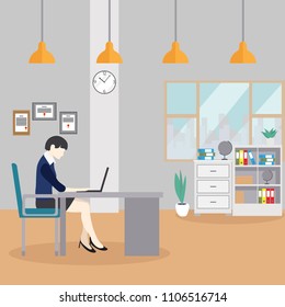 Modern office interior with employees vector design