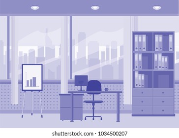 Modern office interior. Vector cartoon style, illustration, isolated
