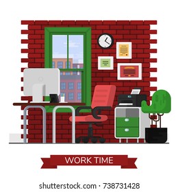 modern office interior. Vector simple image