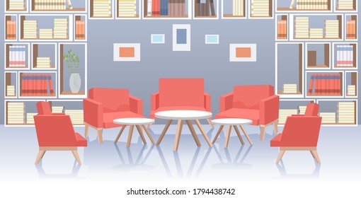 modern office lobby hall interior social distancing coronavirus epidemic protection self isolation concept horizontal vector illustration