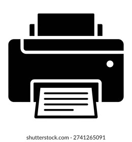 Modern Office Printer Silhouette Vector Icon for Business Document Printing, Copier and Multifunction Hardware Equipment