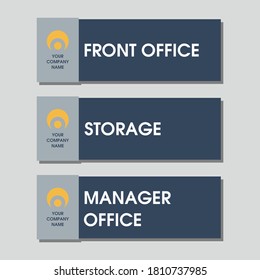 Modern Office room signages vector template design