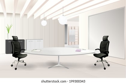 Modern office room with a table