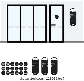 Modern office signage construction elevation template and examples variations typical signage package for office refurbishment or new build