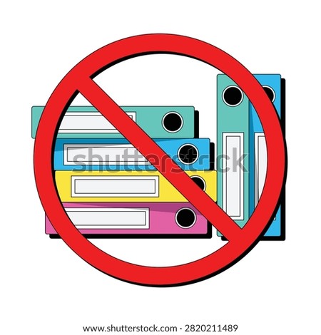 Modern Office Solution Icon Prohibiting Excessive Paperwork and Physical Filing Systems for Digital Efficiency