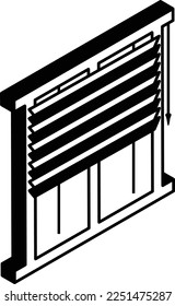 Modern Office Window Vector isometric Design, Interior design Symbol, Home Office decoration Sign, Residential and Commercial Decor Elements stock illustration, Blind Window or Roller Shutter Concept