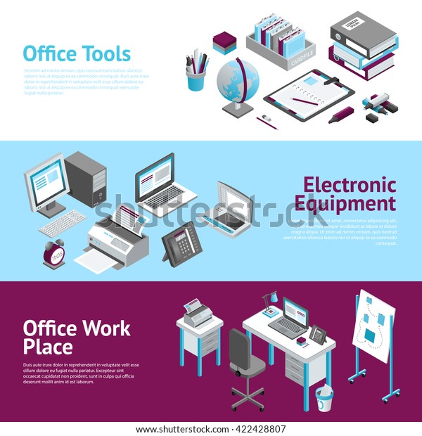 Modern Office Workplace Desk Organizer Accessories Stock Vector