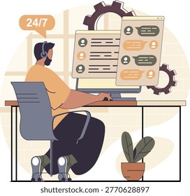 Modern office workspace with computer, smartphone, and documents