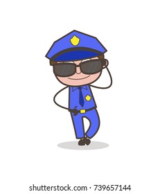 Modern Officer with Trendy Sunglasses Vector