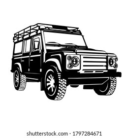 Modern Offroad Car, Isolated Silhouette Vector Illustration