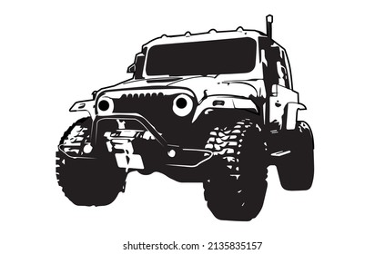 Modern offroad car, isolated silhouette vector illustration