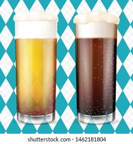 Modern Oktoberfest Concept. Set of realistic beer glasses. Vector illustration
