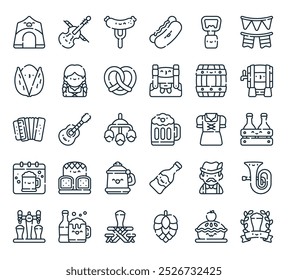 Icono moderno de Oktoberfest. Perfecto para diseños de interfaz de usuario lineal con Vector de Oktoberfest, pastel, lúpulo, mesa, cerveza y más iconos.