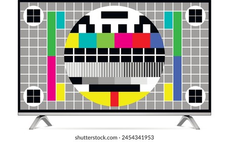 Modern oled tv screen shows screen color test pattern