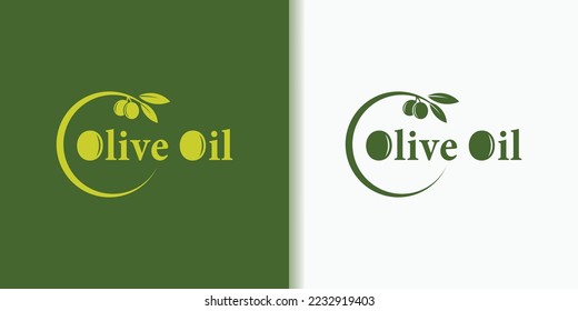 Modern olive oil logo with creative lettering vector icon illustration concept