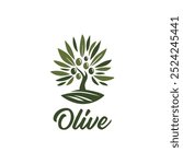 Modern Olive Tree Logo Design.Natural Herbal Olive Oil Plant