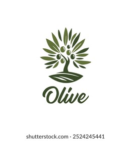 Design moderno do logotipo da oliveira.Planta natural de óleo de oliveira