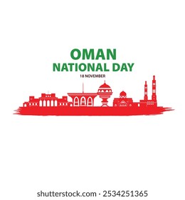 Modern Oman National Day Banner with Skyline Silhouette – 18 November Celebration