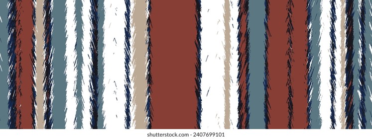 Modern ombre Vertical Stripe Seamless Repeat Vector Pattern Swatch. Ancient Indonesian weaving technique. Ombre, gradient, colorful. Abstract Washed Digital Watercolor Painting for surface print ikat 