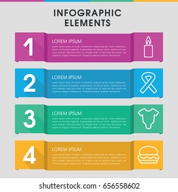 Modern one infographic template. infographic design with one icons includes baby onesie, ribbon, candle. can be used for presentation, diagram, annual report, web design.